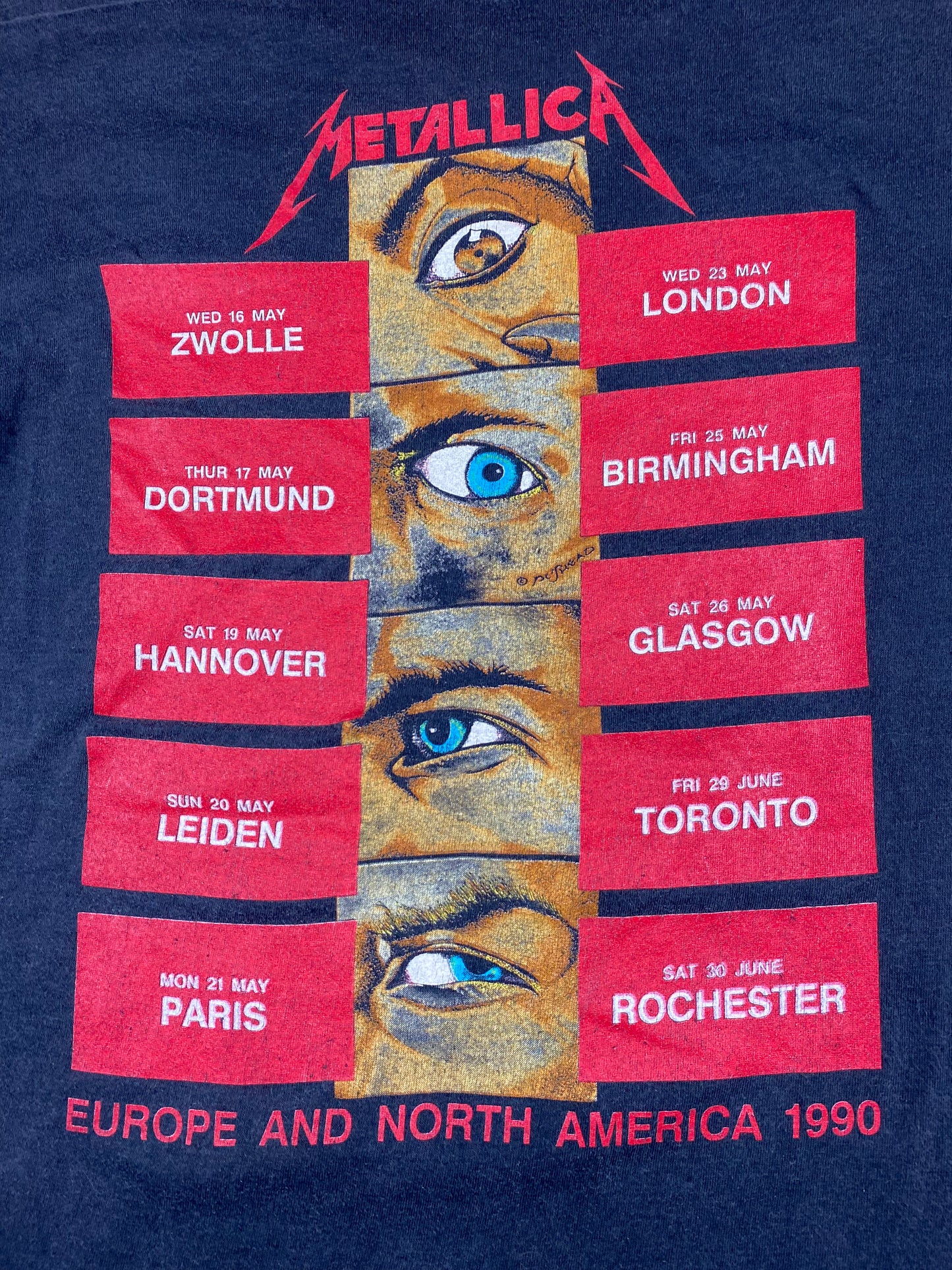 Metallica 1990 tour tee